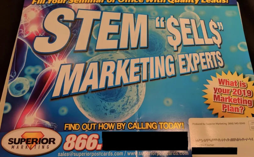 Ad for stem cell marketing
