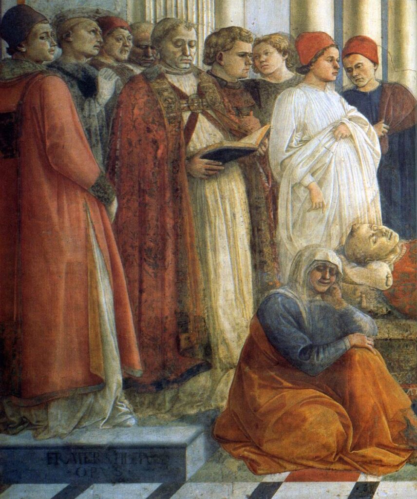 Filippo Lippi. detail of Funeral of St. Stephen 