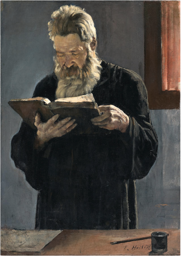 Hodler painting of priest reading