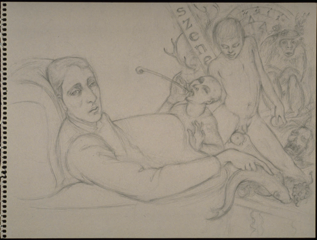 drawing of man dying of AIDS