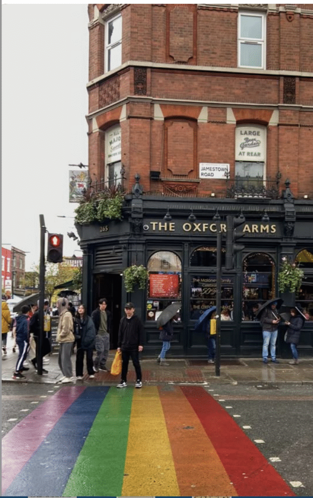 Rainbow crossing. Camden Town, London.